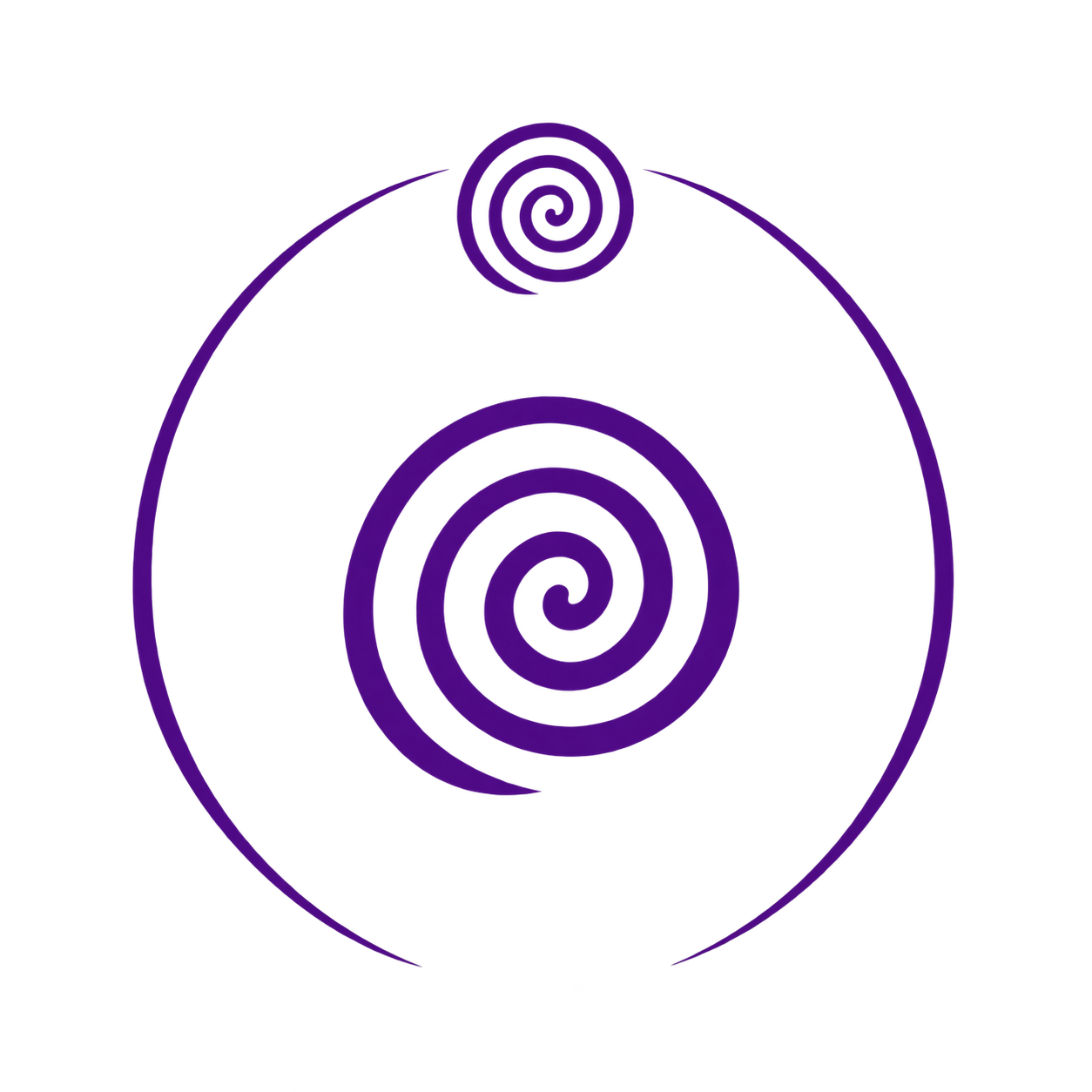 Logo de Metahealing: espirales moradas